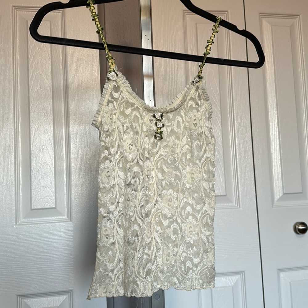 L’Intimates coquette white lace tank top